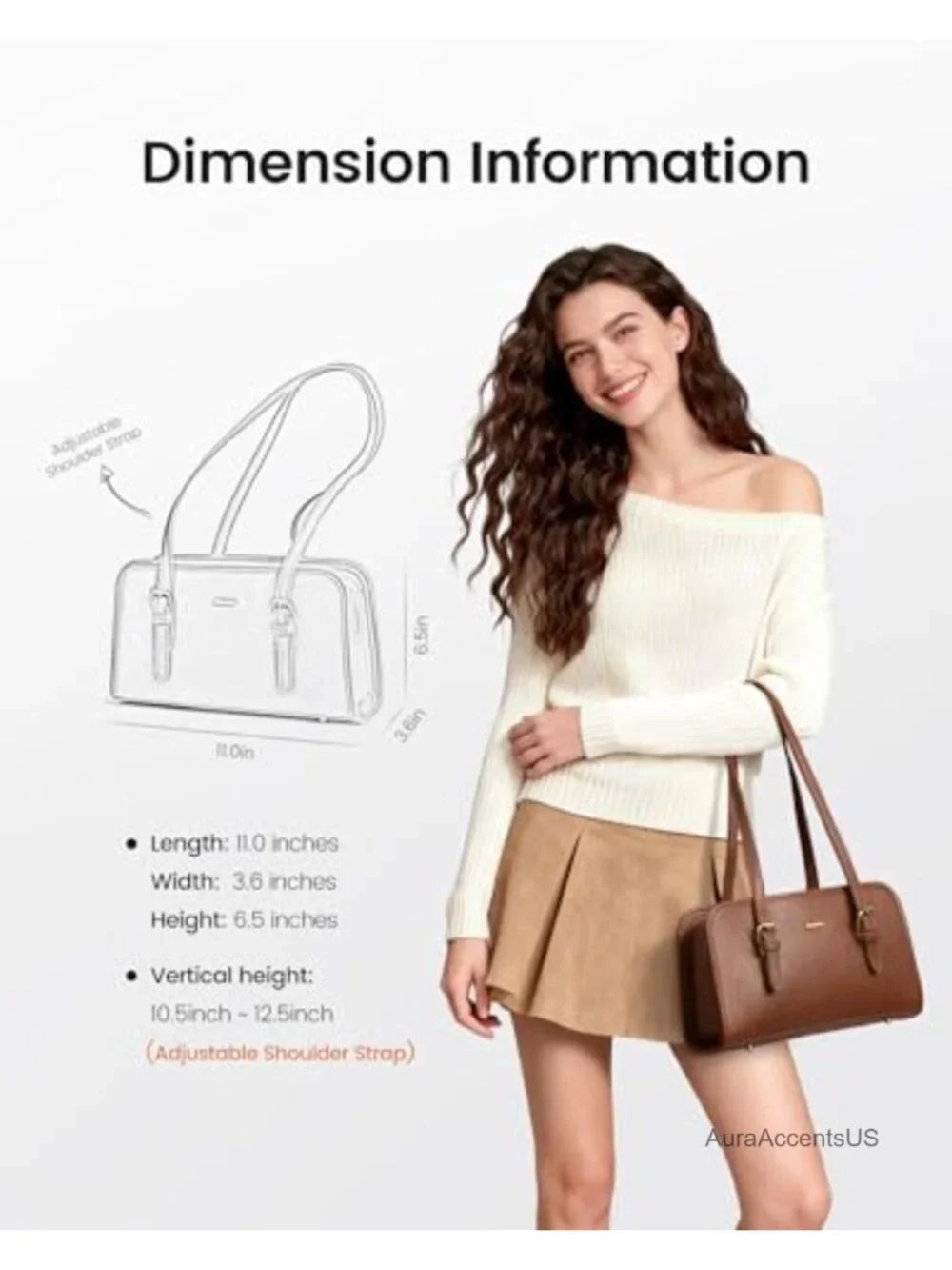Small Vegan Leather Swing Zip Shoulder Bag Hobo Tote Crossbody